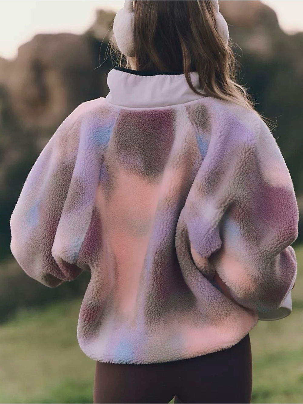 Free People Multicolor Sherpa Pullover Jacket - Pink, Purple, Peach - Picture 16 of 16
